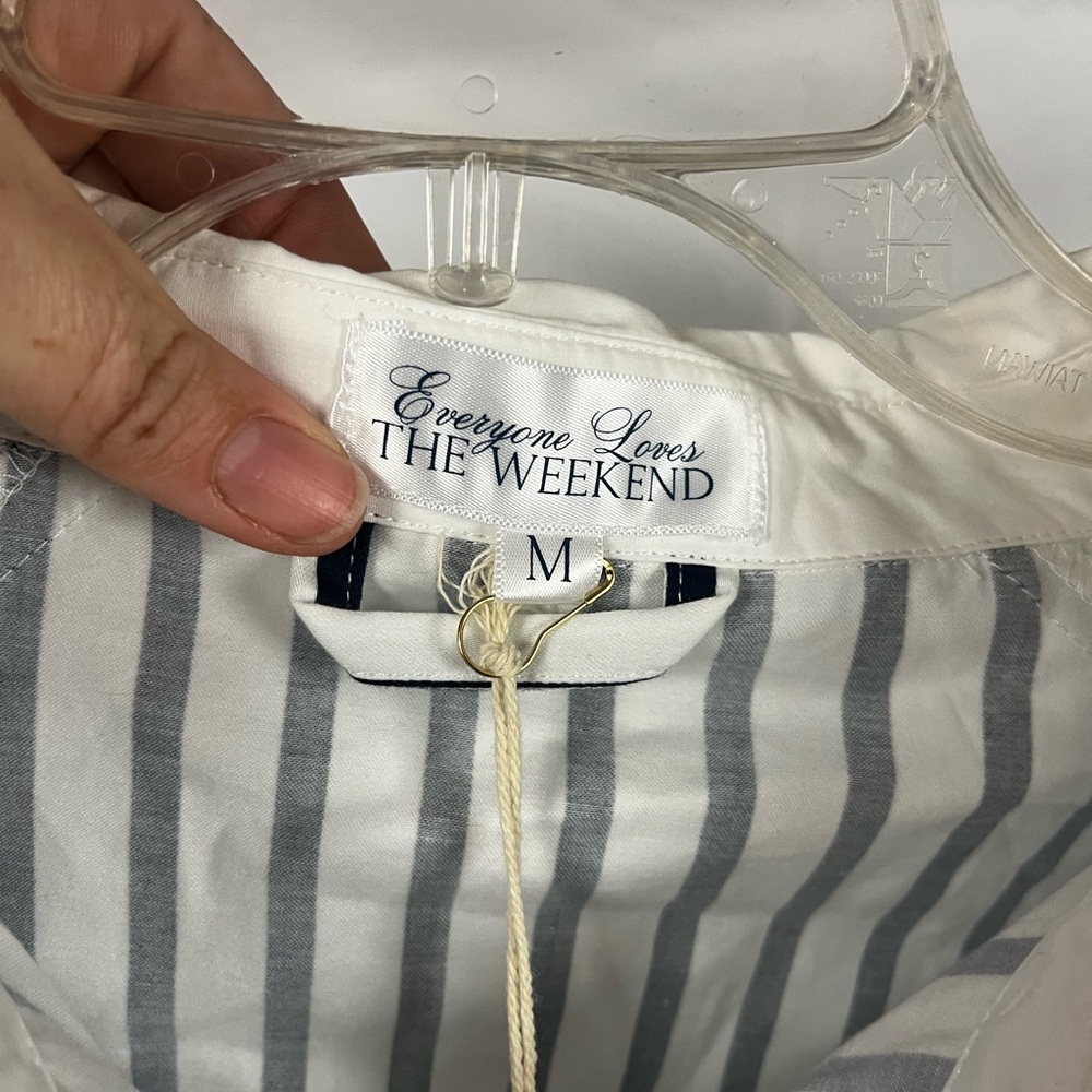 Everyone Loves The Weekend‎ NWT Kat Jamieson Navy Striped Shirtdress- Size M - Picture 6 of 10